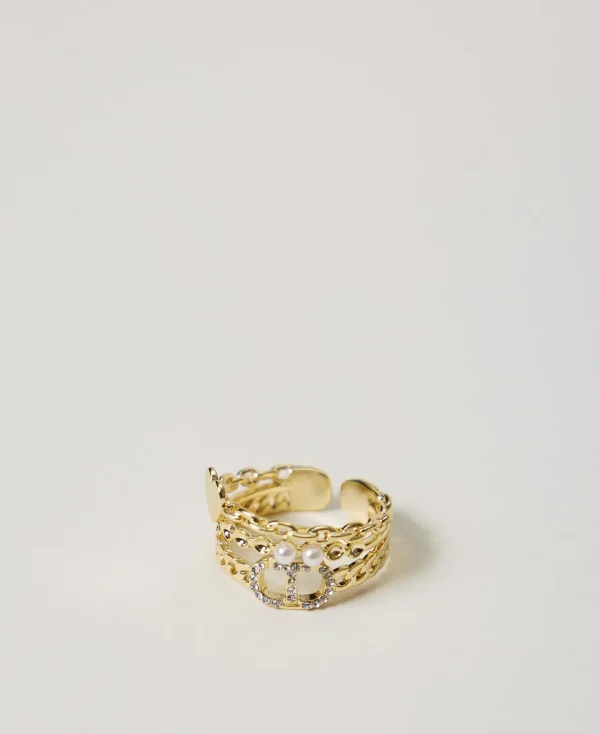 Bijoux*TWINSET Milano Bague Avec Perles Et Oval T New Gold