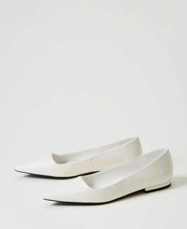 ballerines_avec_bout_poin_2.webp Ballerines Et Mocassins | Chaussures Plates*TWINSET Milano Ballerines Avec Bout Pointu Crème White