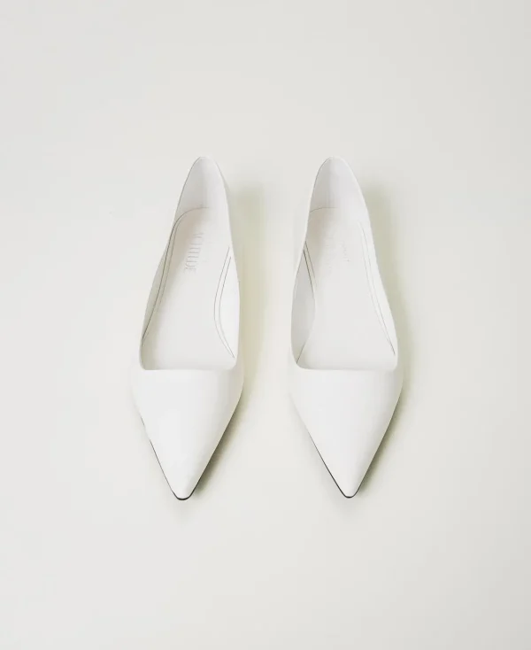 ballerines_avec_bout_poin_4.webp Ballerines Et Mocassins | Chaussures Plates*TWINSET Milano Ballerines Avec Bout Pointu Crème White