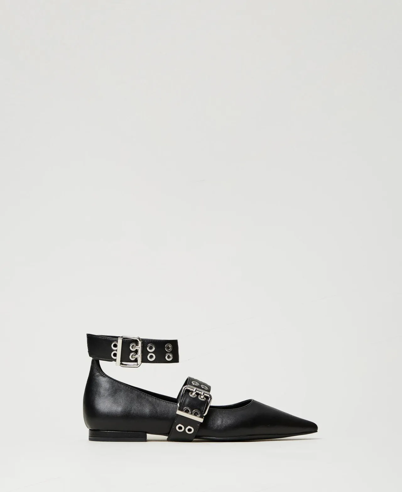 ballerines_avec_brides_0.webp Ballerines Et Mocassins | Chaussures Plates*TWINSET Milano Ballerines Avec Brides Noir