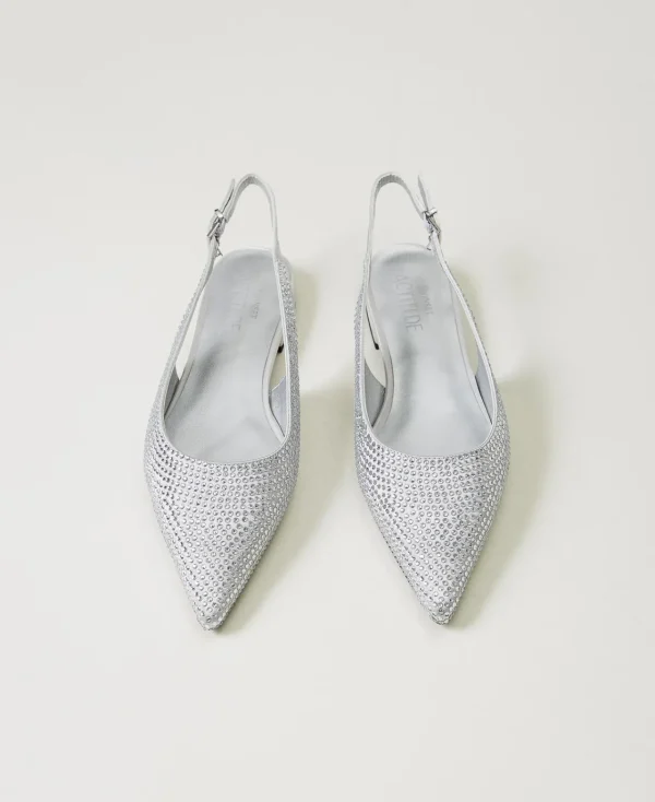 Ballerines Et Mocassins | Chaussures Plates*TWINSET Milano Ballerines Slingbacks Avec Strass Gris Fumé