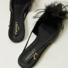 Ballerines Et Mocassins | Chaussures Plates*TWINSET Milano Ballerines Slingbacks En Cuir Avec Plumes Noir