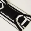 Accessoires*TWINSET Milano Bandeau En Maille Avec Logo Oval T Bicolore Noir / Blanc Cassé