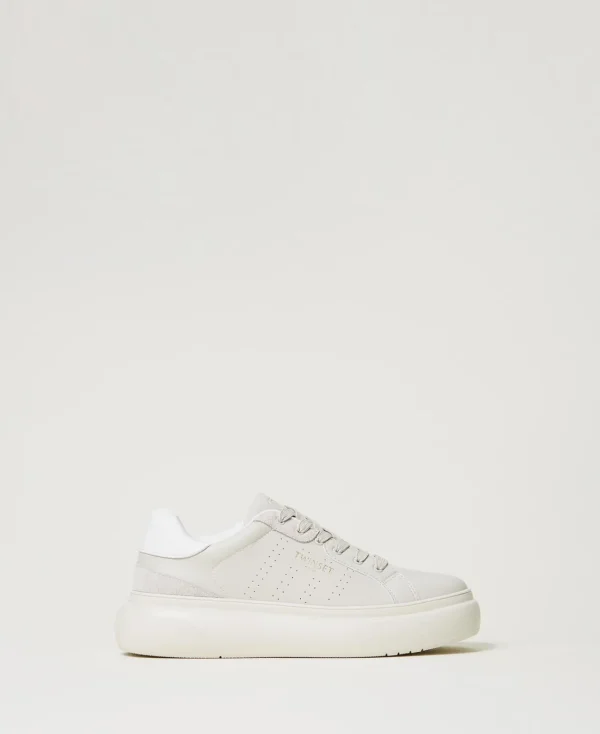 baskets_ajoures_avec_logo_0.webp Chaussures Plates | Baskets*TWINSET Milano Baskets Ajourées Avec Logo Gris Perle