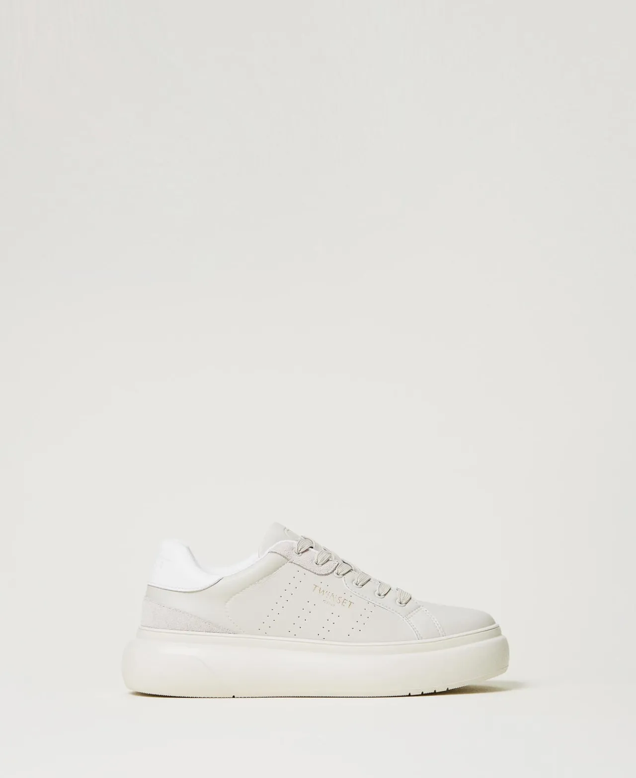 baskets_ajoures_avec_logo_0.webp Chaussures Plates | Baskets*TWINSET Milano Baskets Ajourées Avec Logo Gris Perle