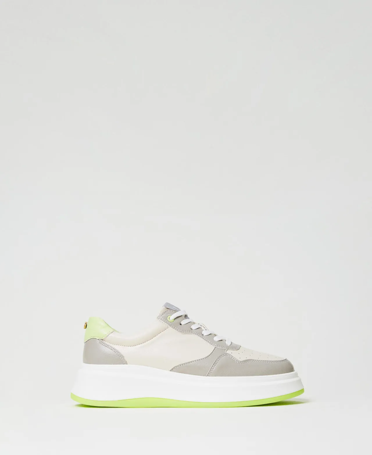 baskets_color_block_0.webp Chaussures Plates | Baskets*TWINSET Milano Baskets Color Block Bicolore Blanc Optique/Vert « Soft Lime »
