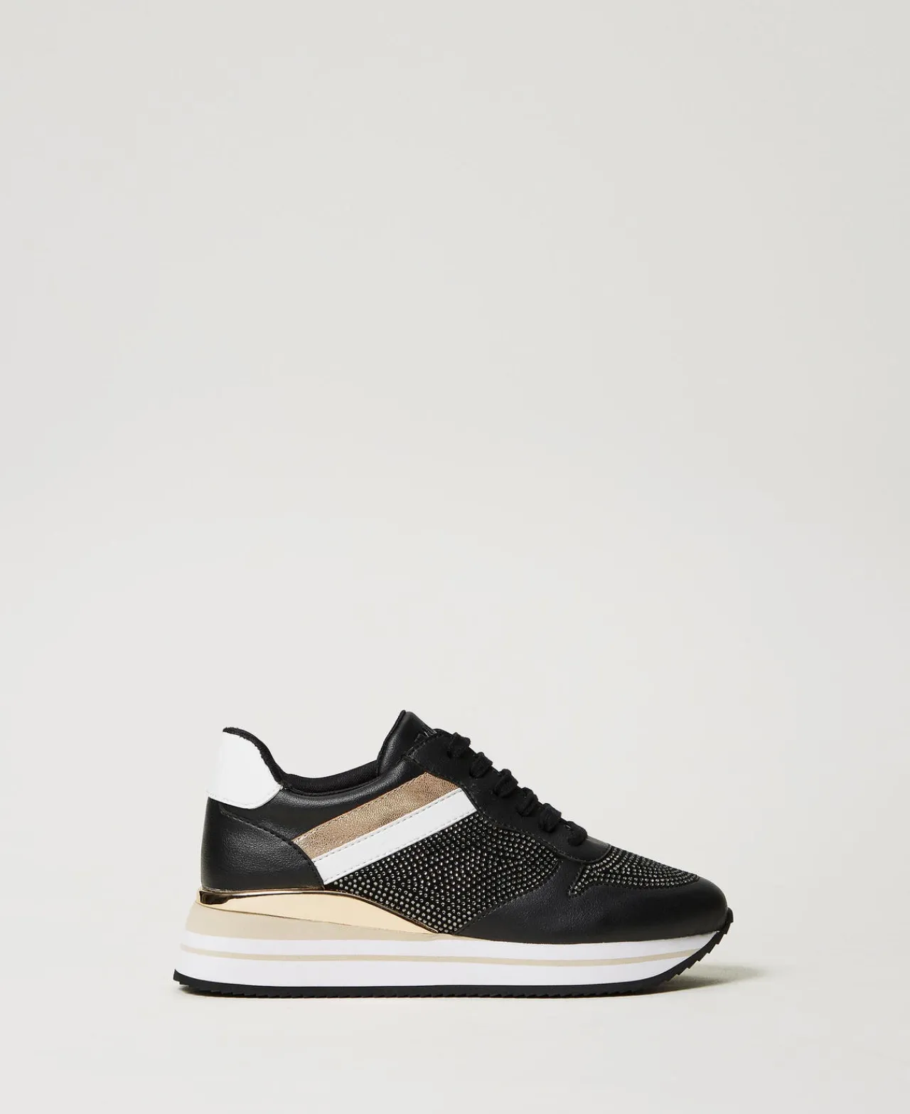 baskets_de_running_avec_s_0.webp Chaussures Plates | Baskets*TWINSET Milano Baskets De Running Avec Strass Noir