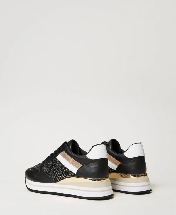 baskets_de_running_avec_s_3.webp Chaussures Plates | Baskets*TWINSET Milano Baskets De Running Avec Strass Noir