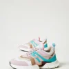 baskets_de_running_color__1.webp Chaussures Plates | Baskets*TWINSET Milano Baskets De Running Color Block Multicolore Blanc « Papers »/Vert « Tropical Emerald »/Rose « Pink Tulle »
