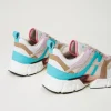 baskets_de_running_color__2.webp Chaussures Plates | Baskets*TWINSET Milano Baskets De Running Color Block Multicolore Blanc « Papers »/Vert « Tropical Emerald »/Rose « Pink Tulle »