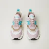 baskets_de_running_color__3.webp Chaussures Plates | Baskets*TWINSET Milano Baskets De Running Color Block Multicolore Blanc « Papers »/Vert « Tropical Emerald »/Rose « Pink Tulle »