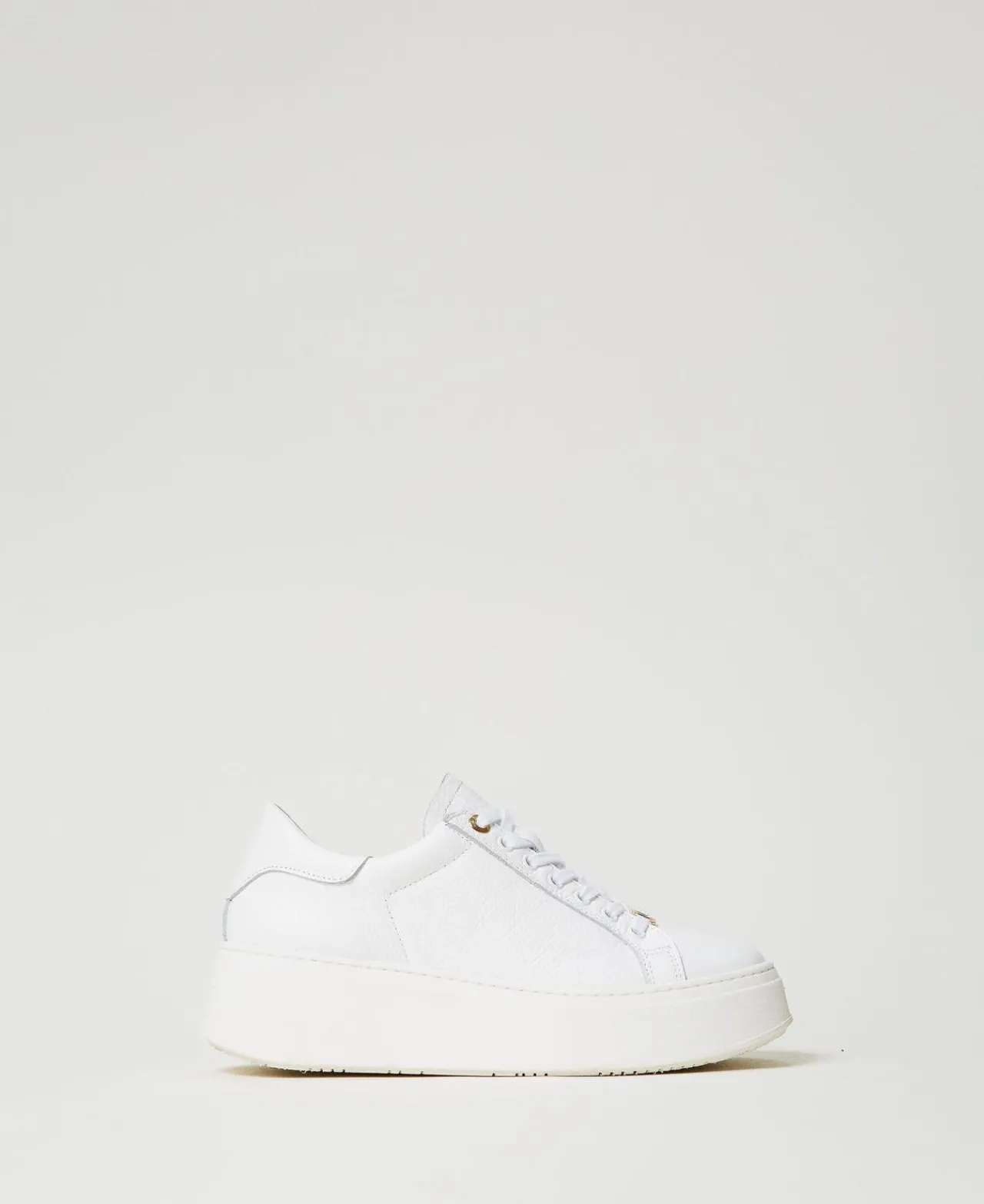 baskets_en_cuir_0.webp Chaussures Plates | Baskets*TWINSET Milano Baskets En Cuir Blanc