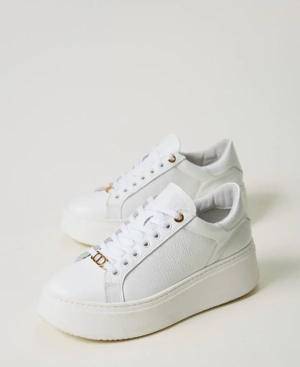 baskets_en_cuir_2.webp Chaussures Plates | Baskets*TWINSET Milano Baskets En Cuir Blanc