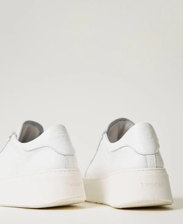 baskets_en_cuir_3.webp Chaussures Plates | Baskets*TWINSET Milano Baskets En Cuir Blanc
