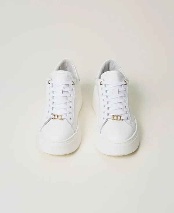 baskets_en_cuir_4.webp Chaussures Plates | Baskets*TWINSET Milano Baskets En Cuir Blanc