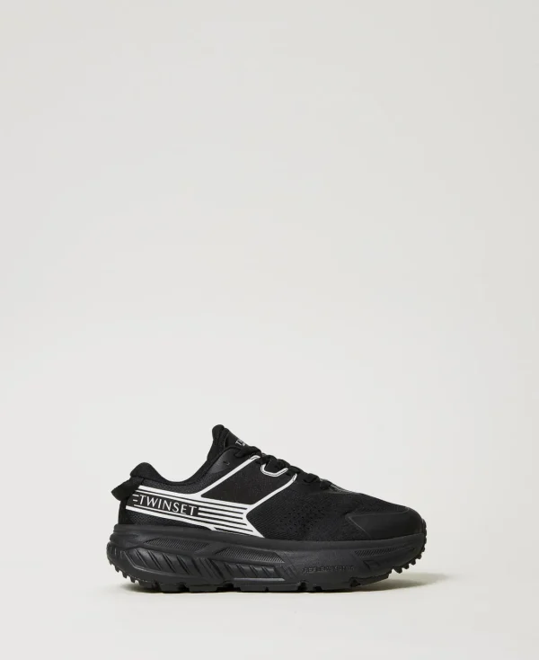 baskets_fessura_rayes_ave_0-1.webp Chaussures Plates | Baskets*TWINSET Milano Baskets Fessura Rayées Avec Logo Contrasté Noir