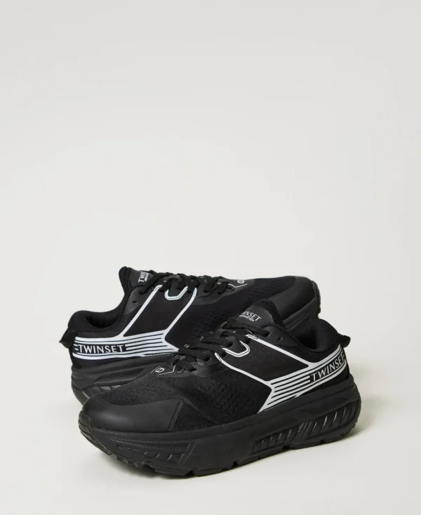 baskets_fessura_rayes_ave_2-1.webp Chaussures Plates | Baskets*TWINSET Milano Baskets Fessura Rayées Avec Logo Contrasté Noir