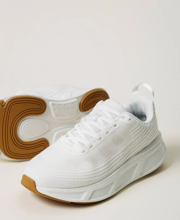 baskets_fessura_rayes_ave_2.webp Chaussures Plates | Baskets*TWINSET Milano Baskets Fessura Rayées Avec Logo Blanc