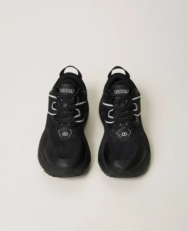 baskets_fessura_rayes_ave_4-1.webp Chaussures Plates | Baskets*TWINSET Milano Baskets Fessura Rayées Avec Logo Contrasté Noir