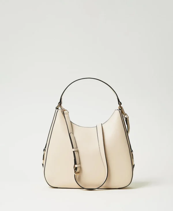 besace_avec_boucle_oval_t_0.webp Besaces | Sacs Porté Épaule*TWINSET Milano Besace Avec Boucle Oval T Blanc « Old White »
