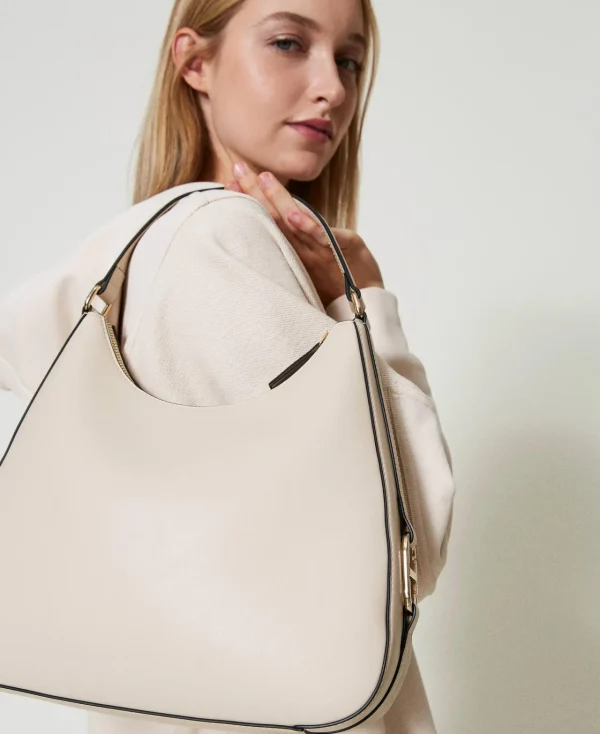 besace_avec_boucle_oval_t_1.webp Besaces | Sacs Porté Épaule*TWINSET Milano Besace Avec Boucle Oval T Blanc « Old White »