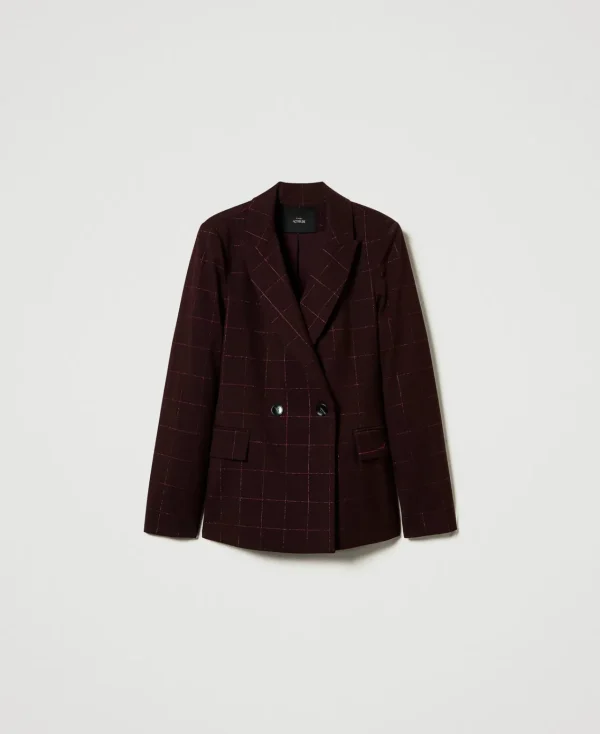 Blousons Et Doudounes | Blazers*TWINSET Milano Blazer à Carreaux Avec Lurex Potent Purple