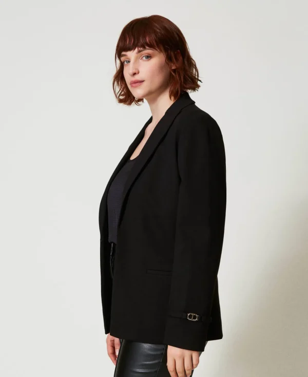 blazer_avec_bride_oval_t_2.webp Blousons Et Doudounes | Blazers*TWINSET Milano Blazer Avec Bride Oval T Noir