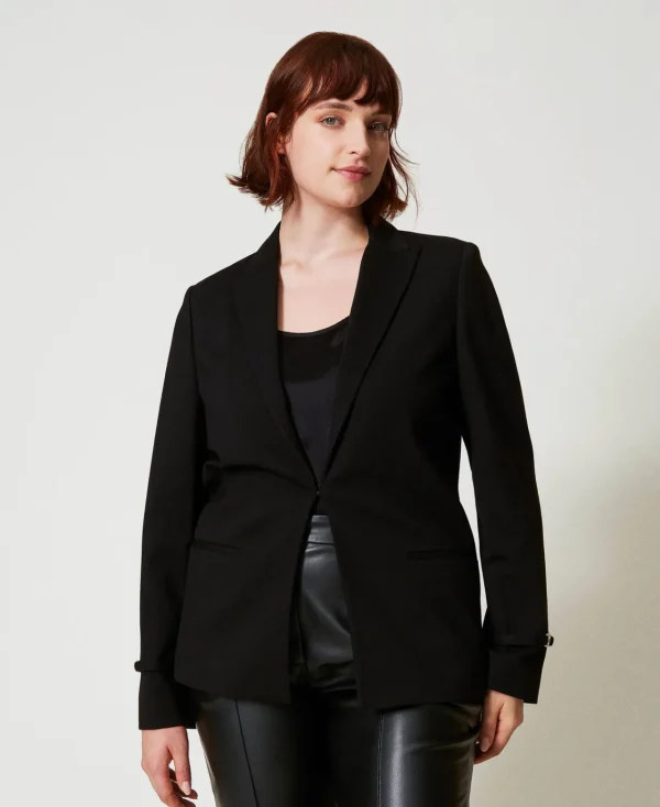 blazer_avec_bride_oval_t_4.webp Blousons Et Doudounes | Blazers*TWINSET Milano Blazer Avec Bride Oval T Noir