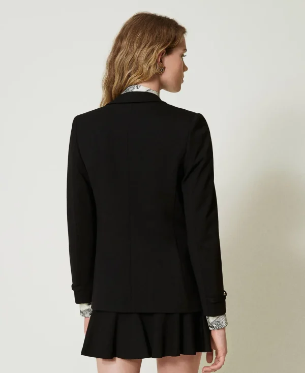blazer_avec_bride_oval_t_7.webp Blousons Et Doudounes | Blazers*TWINSET Milano Blazer Avec Bride Oval T Noir