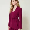 blazer_avec_ceinture_et_c_6.webp Blousons Et Doudounes | Blazers*TWINSET Milano Blazer Avec Ceinture Et Chaîne Oval T Violet « Prune Rouge »