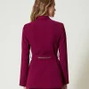 blazer_avec_ceinture_et_c_7.webp Blousons Et Doudounes | Blazers*TWINSET Milano Blazer Avec Ceinture Et Chaîne Oval T Violet « Prune Rouge »