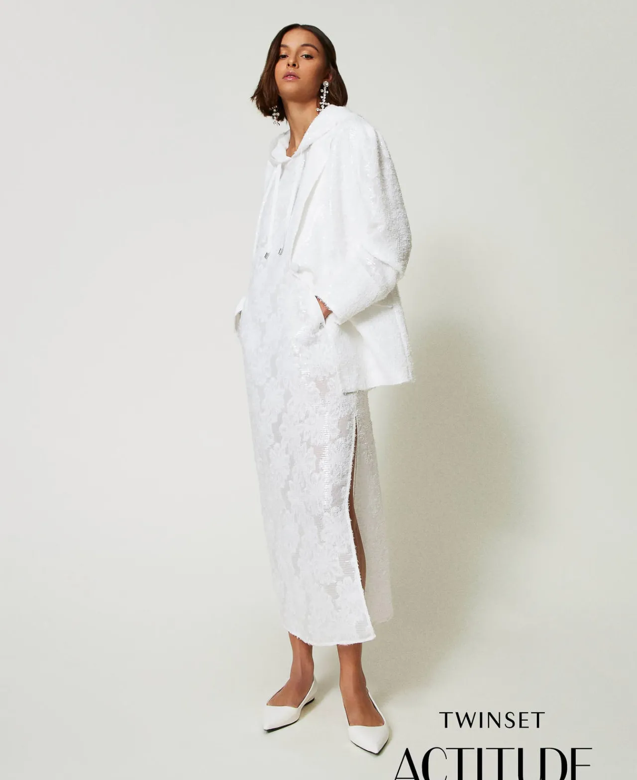 blazer_avec_sequins_allov_0.webp Blousons Et Doudounes | Blazers*TWINSET Milano Blazer Avec Sequins All-over Blanc "Papers"
