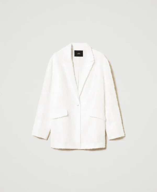 blazer_avec_sequins_allov_1.webp Blousons Et Doudounes | Blazers*TWINSET Milano Blazer Avec Sequins All-over Blanc "Papers"