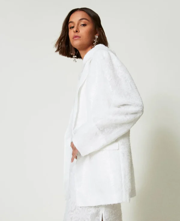 blazer_avec_sequins_allov_3.webp Blousons Et Doudounes | Blazers*TWINSET Milano Blazer Avec Sequins All-over Blanc "Papers"