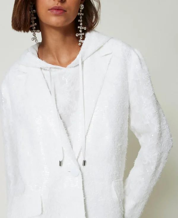 blazer_avec_sequins_allov_5.webp Blousons Et Doudounes | Blazers*TWINSET Milano Blazer Avec Sequins All-over Blanc "Papers"