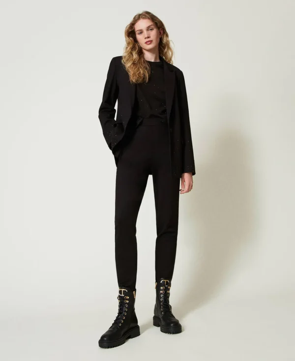 blazer_avec_strass_dgrads_5.webp Blousons Et Doudounes | Blazers*TWINSET Milano Blazer Avec Strass Dégradés Noir