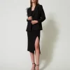 blazer_avec_volant_en_tul_0.webp Blousons Et Doudounes | Blazers*TWINSET Milano Blazer Avec Volant En Tulle Noir