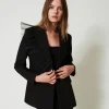 blazer_avec_volant_en_tul_2.webp Blousons Et Doudounes | Blazers*TWINSET Milano Blazer Avec Volant En Tulle Noir