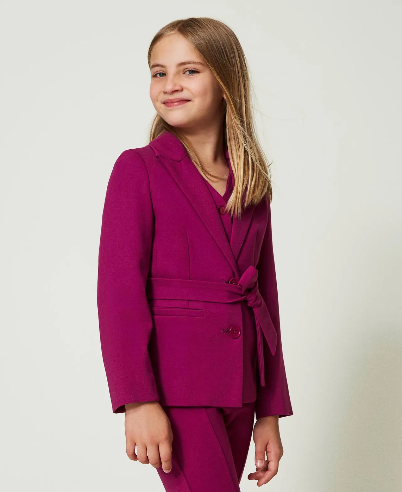 blazer_droit_avec_ceintur_0.webp Blousons Et Manteaux*TWINSET Milano Blazer Droit Avec Ceinture Magenta Purple