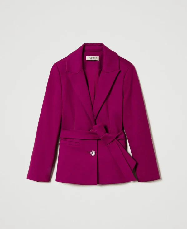 blazer_droit_avec_ceintur_1.webp Blousons Et Manteaux*TWINSET Milano Blazer Droit Avec Ceinture Magenta Purple