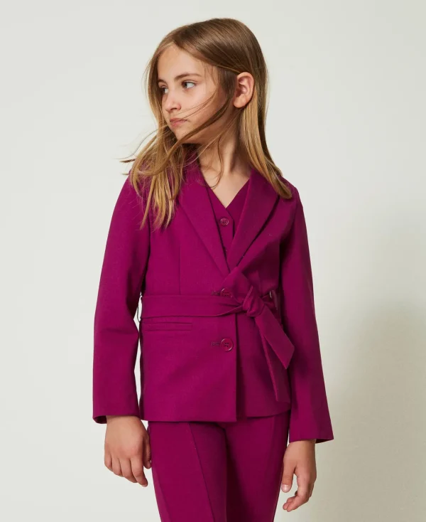 blazer_droit_avec_ceintur_2.webp Blousons Et Manteaux*TWINSET Milano Blazer Droit Avec Ceinture Magenta Purple