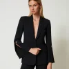 Blousons Et Doudounes | Blazers*TWINSET Milano Blazer En Crêpe Cady Avec Boutons De Manchette Noir
