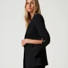 Blousons Et Doudounes | Blazers*TWINSET Milano Blazer En Crêpe Cady Avec Boutons De Manchette Noir