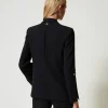 Blousons Et Doudounes | Blazers*TWINSET Milano Blazer En Crêpe Cady Avec Boutons De Manchette Noir