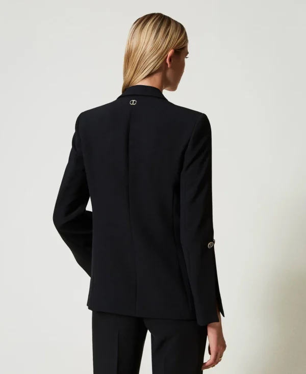Blousons Et Doudounes | Blazers*TWINSET Milano Blazer En Crêpe Cady Avec Boutons De Manchette Noir