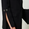Blousons Et Doudounes | Blazers*TWINSET Milano Blazer En Crêpe Cady Avec Boutons De Manchette Noir