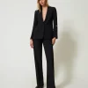 Blousons Et Doudounes | Blazers*TWINSET Milano Blazer En Crêpe Cady Avec Boutons De Manchette Noir