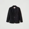 blazer_en_dentelle_macram_1.webp Blousons Et Doudounes | Blazers*TWINSET Milano Blazer En Dentelle Macramé Noir