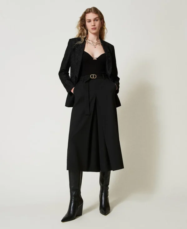 blazer_en_dentelle_macram_5.webp Blousons Et Doudounes | Blazers*TWINSET Milano Blazer En Dentelle Macramé Noir