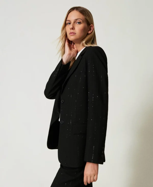 Blousons Et Doudounes | Blazers*TWINSET Milano Blazer En Drap Avec Sequins Noir